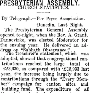 PRESBYTERIAN ASSEMBLY. (Taranaki Daily News 19-11-1914)