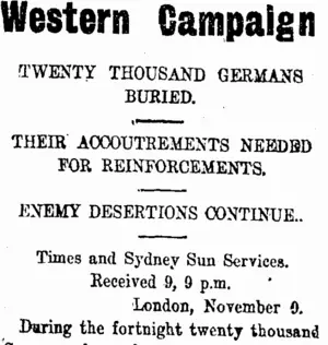 Western Campaign (Taranaki Daily News 10-11-1914)