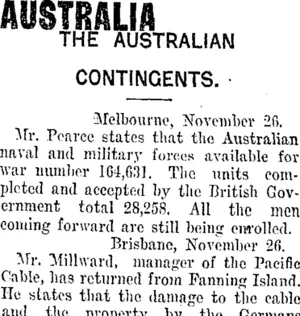 AUSTRALIA (Taranaki Daily News 27-11-1914)