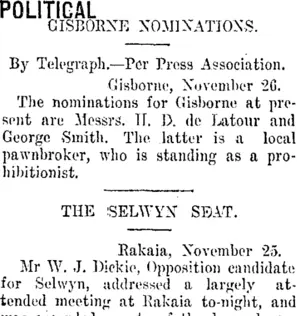 POLITICAL. (Taranaki Daily News 27-11-1914)