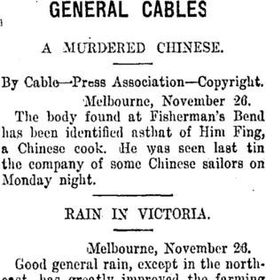 GENERAL CABLES. (Taranaki Daily News 27-11-1914)