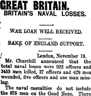 GREAT BRITAIN. (Taranaki Daily News 20-11-1914)