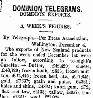 DOMINION TELEGRAMS. (Taranaki Daily News 5-12-1914)