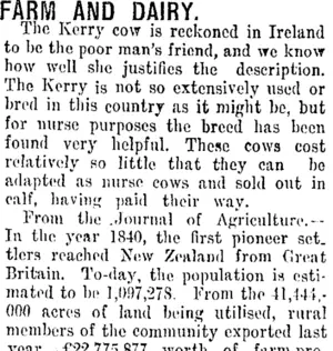 FARM AND DAIRY. (Taranaki Daily News 22-12-1914)