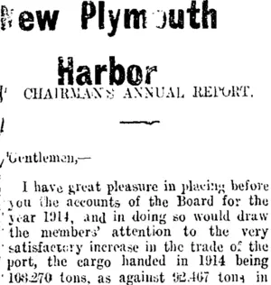 New Plymouth Harbor (Taranaki Daily News 16-1-1915)