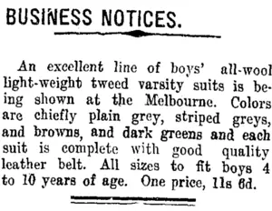 BUSINESS NOTICES. (Taranaki Daily News 26-1-1915)