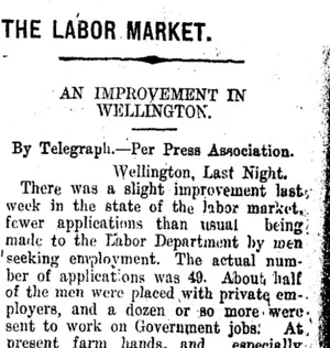 THE LABOR MARKET. (Taranaki Daily News 26-1-1915)