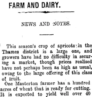FARM AND DAIRY. (Taranaki Daily News 26-1-1915)