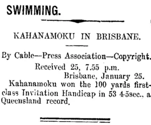 SWIMMING. (Taranaki Daily News 26-1-1915)