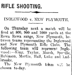 RIFLE SHOOTING. (Taranaki Daily News 26-1-1915)