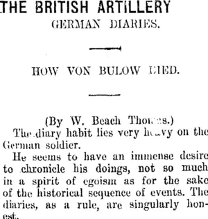 THE BRITISH ARTILLERY. (Taranaki Daily News 27-1-1915)