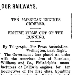 OUR RAILWAYS. (Taranaki Daily News 27-1-1915)