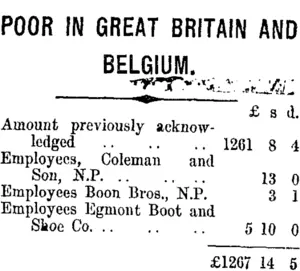 POOR IN GREAT BRITAIN AND BELGIUM. (Taranaki Daily News 21-1-1915)