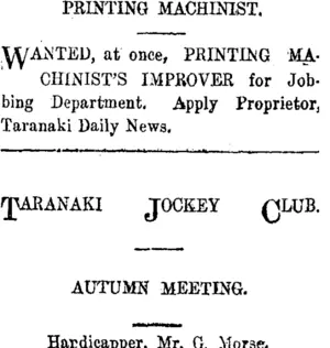Page 1 Advertisements Column 5 (Taranaki Daily News 21-1-1915)