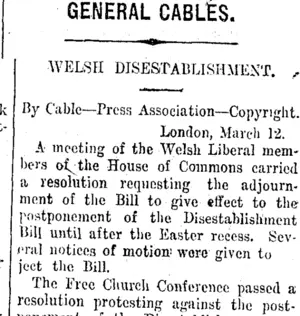 GENERAL CABLES. (Taranaki Daily News 13-3-1915)