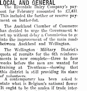 LOCAL AND GENERAL. (Taranaki Daily News 24-3-1915)