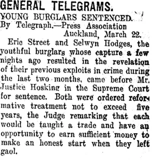 GENERAL TELEGRAMS. (Taranaki Daily News 23-3-1915)