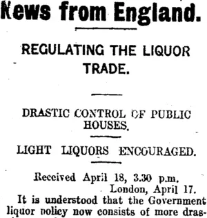 News from England. (Taranaki Daily News 19-4-1915)