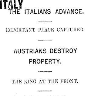 ITALY (Taranaki Daily News 27-5-1915)