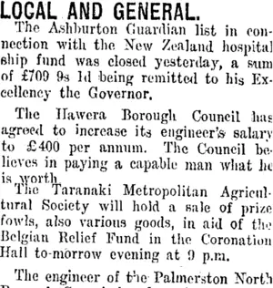 LOCAL AND GENERAL. (Taranaki Daily News 11-6-1915)