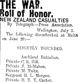 THE WAR. (Taranaki Daily News 5-7-1915)