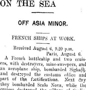 ON THE SEA. (Taranaki Daily News 7-8-1915)