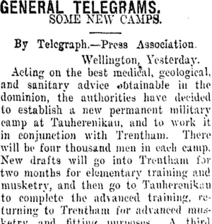 GENERAL TELEGRAMS. (Taranaki Daily News 7-8-1915)