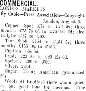 COMMERCIAL. (Taranaki Daily News 7-8-1915)