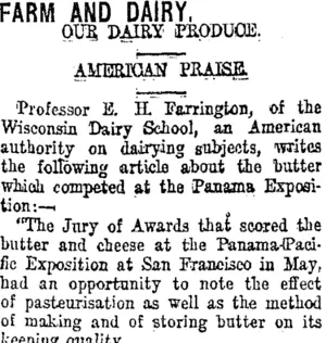 FARM AND DAIRY. (Taranaki Daily News 27-8-1915)