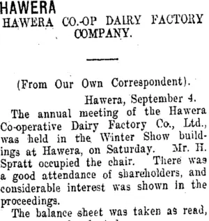 HAWERA. (Taranaki Daily News 6-9-1915)