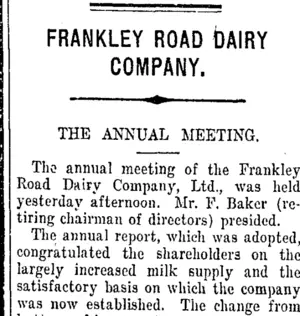 FRANKLEY ROAD DAIRY COMPANY. (Taranaki Daily News 7-9-1915)