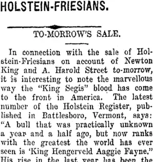 HOLSTEIN-FRIESIANS. (Taranaki Daily News 7-9-1915)