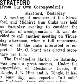 STRATFORD. (Taranaki Daily News 5-10-1915)