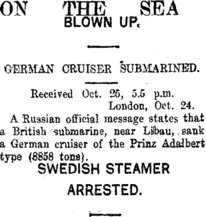 ON THE SEA. (Taranaki Daily News 26-10-1915)