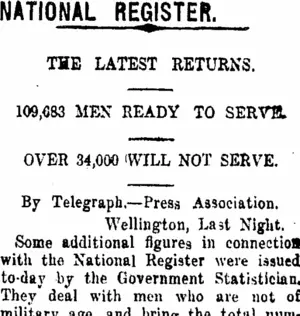 NATIONAL REGISTER. (Taranaki Daily News 9-12-1915)