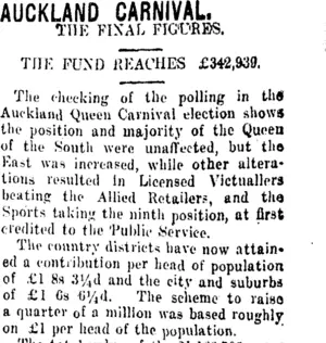 AUCKLAND CARNIVAL. (Taranaki Daily News 2-12-1915)