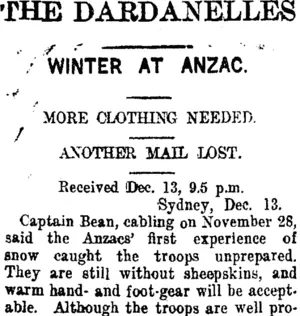 THE DARDANELLES (Taranaki Daily News 14-12-1915)