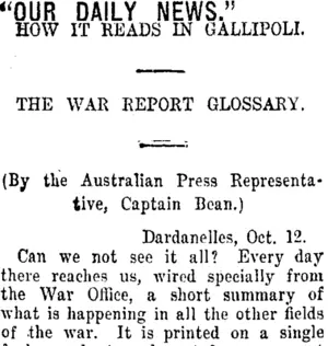 "OUR DAILY NEWS." (Taranaki Daily News 11-12-1915)