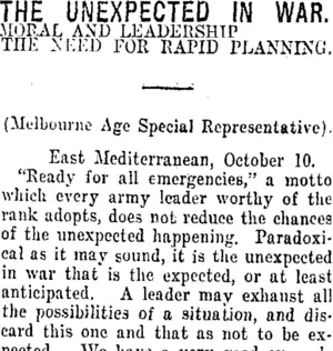 THE UNEXPECTED IN WAR. (Taranaki Daily News 30-12-1915)