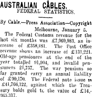 AUSTRALIAN CABLES. (Taranaki Daily News 7-1-1916)