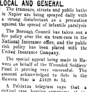 LOCAL AND GENERAL. (Taranaki Daily News 25-2-1916)