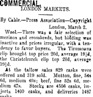 COMMERCIAL. (Taranaki Daily News 4-3-1916)