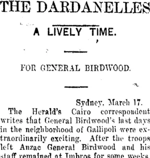 THE DARDANELLES (Taranaki Daily News 18-3-1916)