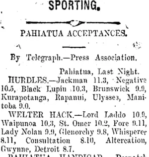 SPORTING. (Taranaki Daily News 25-3-1916)