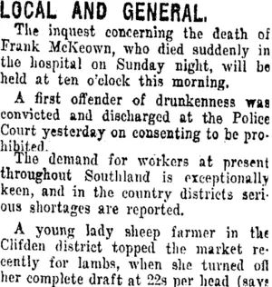 LOCAL AND GENERAL. (Taranaki Daily News 21-3-1916)