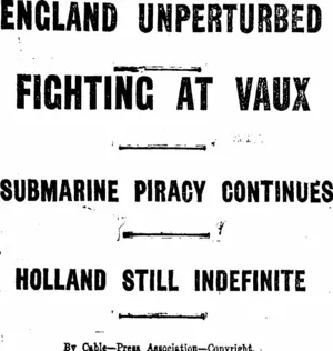 ENGLAND UNPERTURBED (Taranaki Daily News 5-4-1916)