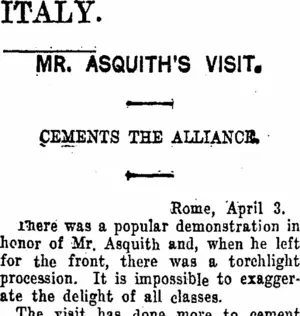 ITALY. (Taranaki Daily News 5-4-1916)