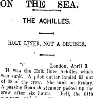 ON THE SEA. (Taranaki Daily News 5-4-1916)
