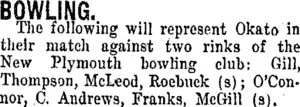 BOWLING. (Taranaki Daily News 5-4-1916)