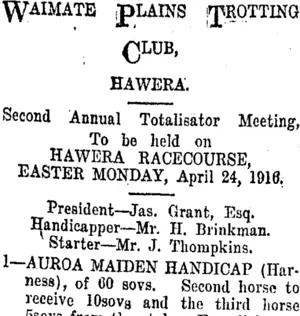 Page 7 Advertisements Column 5 (Taranaki Daily News 5-4-1916)
